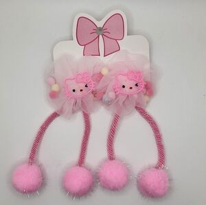 HELLO KITTY 2-Pack Bow Hair Ties NEW